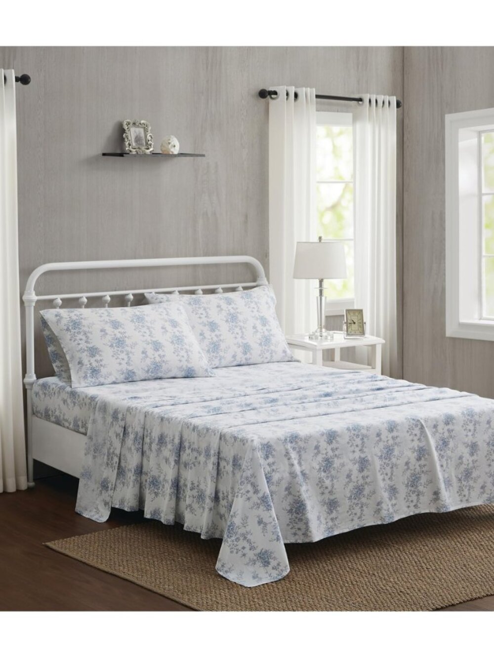 The Farmhouse British Rose Sheet Set Cotton 4-Piece King Sheet Set, Floral, 100%